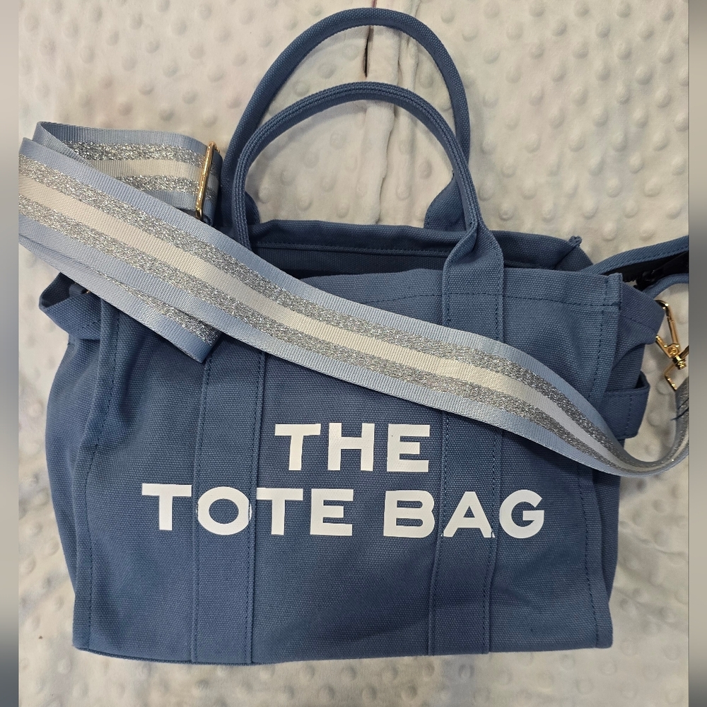Blue Tote Bag with Sparkling Guitar Strap